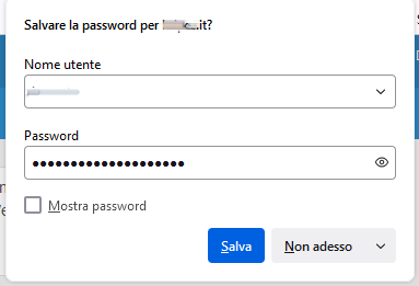 Salvare la password per